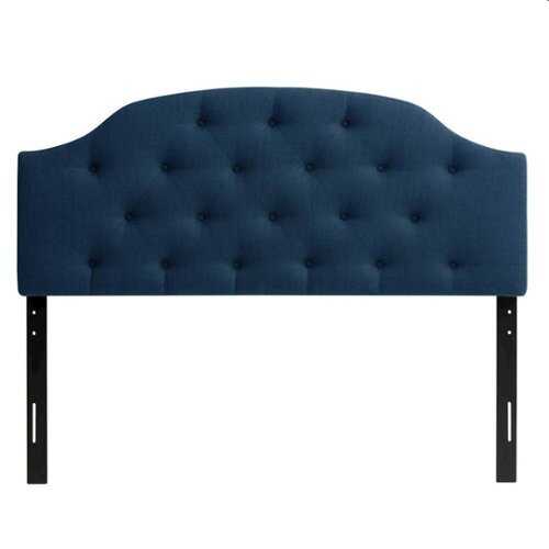 CorLiving - Diamond Button Arched Panel Tufted Fabric Queen Headboard - Navy Blue