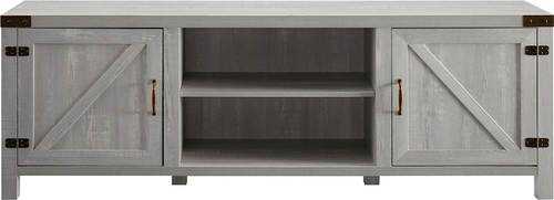 Rent to own Walker Edison - Farmhouse Barn Door TV Stand for most TVs up to 80" - Stone Gray