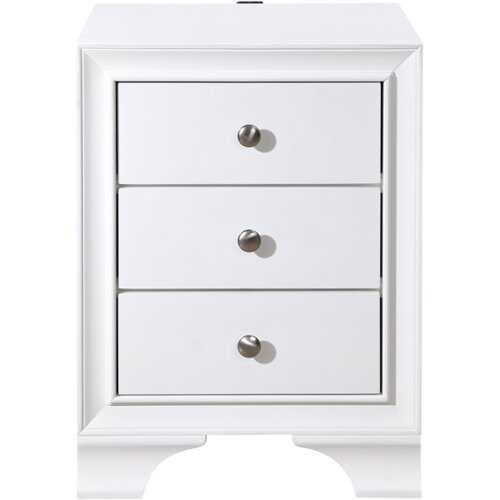 Rent to own Click Decor - Edmond Traditional Wood 3-Drawer Night Stand - White