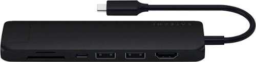 Rent to own Satechi - USB Type-C Slim 7-in-1 Multiport Adapter with Ethernet - 4K HDMI, Gigabit Ethernet, USB-C PD Charging - Matte Black