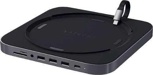 Rent to own Satechi - Type-C Aluminum Stand and Hub for Mac Mini & Mac Studio - USB-C Data Port, Micro/SD Card Reader, 3 USB 3.0 & Audio Jack - Space Gray