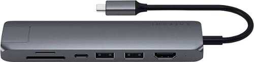 Rent to own Satechi - USB Type-C Slim 7-in-1 Multiport Adapter with Ethernet - 4K HDMI, Gigabit Ethernet, USB-C PD Charging - Space Gray