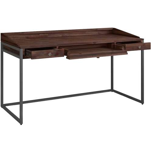 Simpli Home - Ralston Rectangular Modern Industrial Solid Acacia Wood 2-Drawer Table - Distressed Charcoal Brown