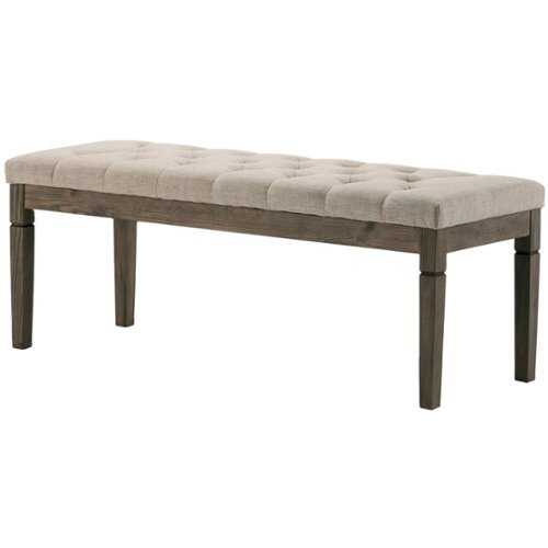 Rent to own Simpli Home - Waverly Rectangular Traditional Plywood/Linen-Look Polyester Bench Ottoman - Natural
