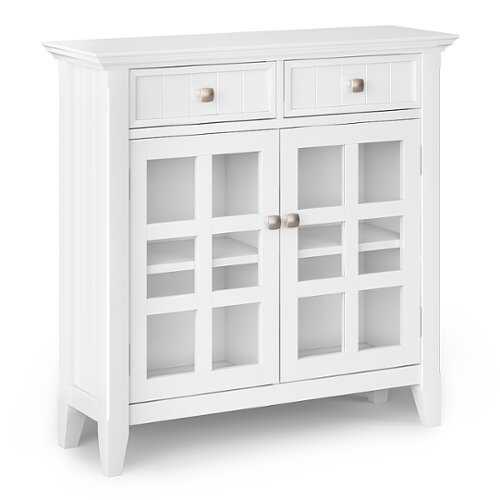 Simpli Home - Acadian SOLID WOOD 36 inch Wide Transitional Entryway Hallway Storage Cabinet in - White