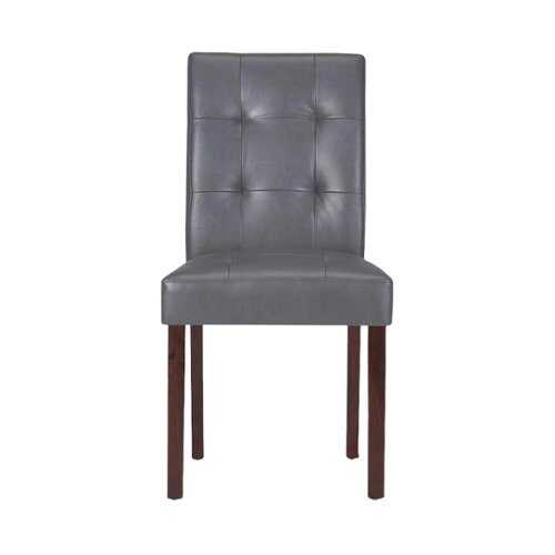 Rent to own Simpli Home - Andover Contemporary Faux Leather & High-Density Foam Dining Chairs (Set of 2) - Stone Gray