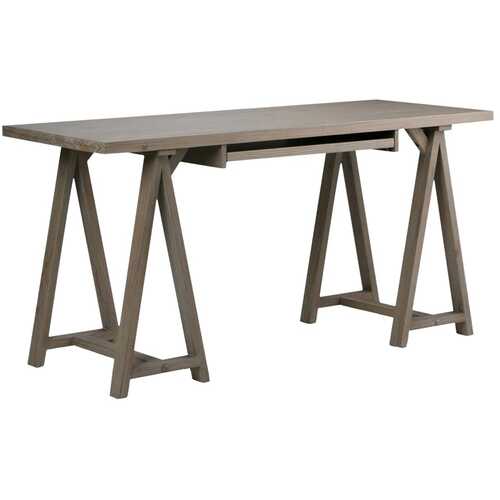 Simpli Home - Sawhorse Rectangular Industrial Wood Table - Distressed Gray