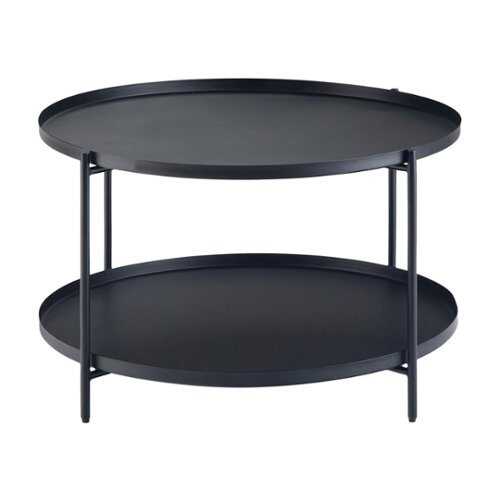 Rent to own Simpli Home - Monet Round Modern Industrial Metal Coffee Table - Black