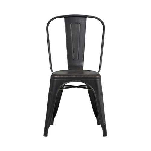 Rent to own Simpli Home - Fletcher Contemporary Industrial Metal Dining Chairs (Set of 2) - Powder Coated Distressed Black And Copper