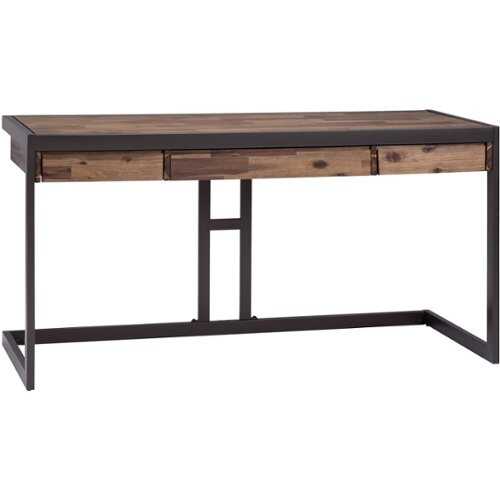 Simpli Home - Erina Modern Industrial Solid Acacia Wood 2-Drawer Writing Desk - Rustic Natural Aged Brown