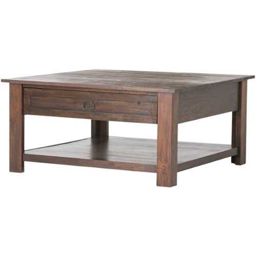Rent to own Simpli Home - Monroe Square Rustic Contemporary Solid Acacia Wood 2-Drawer Coffee Table - Distressed Charcoal Brown