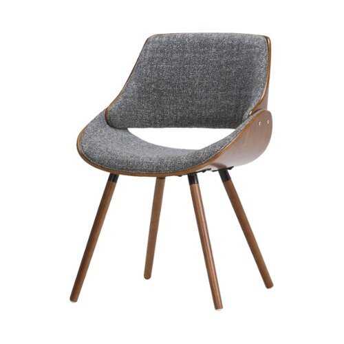 Rent to own Simpli Home - Malden Mid Century Modern Bentwood Dining Chair with Wood Back in Grey Woven Fabric - Gray/Natural