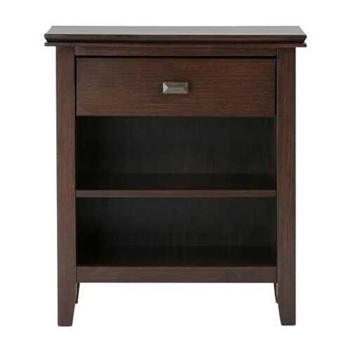 Rent to own Simpli Home - Artisan SOLID WOOD 24 inch Wide Transitional Bedside Nightstand Table - Russet Brown
