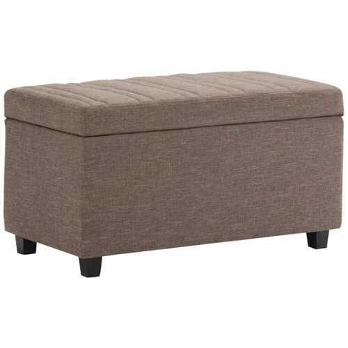 Rent to own Simpli Home - Darcy Rectangular Traditional Wood/Engineered Wood Bench Ottoman With Inner Storage - Fawn Brown