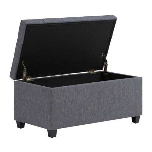 Rent to own Simpli Home - Sienna Rectangular Traditional Wood/Engineered Wood Bench Ottoman With Inner Storage - Slate Gray