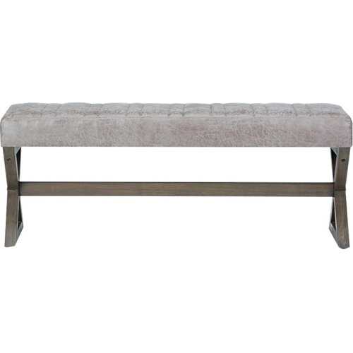 Rent to own Simpli Home - Salinger Rectangular Modern Contemporary Foam/Plywood Bench Ottoman - Distressed Gray Taupe