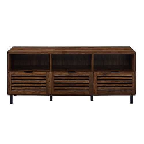 Rent to own Walker Edison - Modern Slat Door TV Stand for Most Flat-Panel TV's up to 65" - Dark Walnut