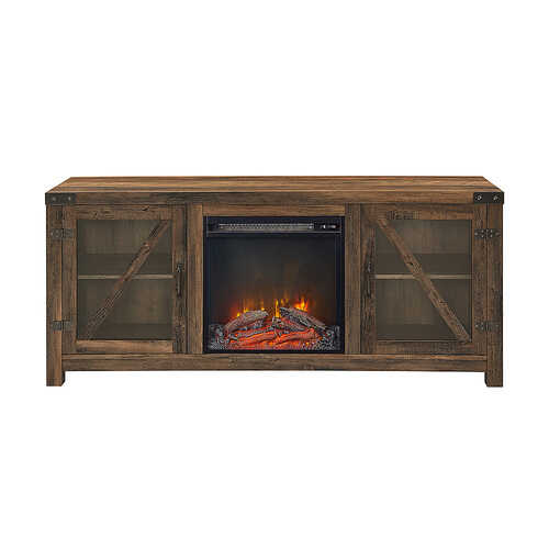 Rent to own Walker Edison - Rustic Farmhouse Fireplace TV Stand for Most Flat-Panel TV's up to 65" - Reclaimed Barnwood