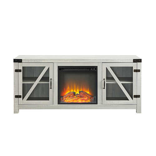 Rent to own Walker Edison - Rustic Farmhouse Fireplace TV Stand for Most Flat-Panel TV's up to 65" - Stone Grey