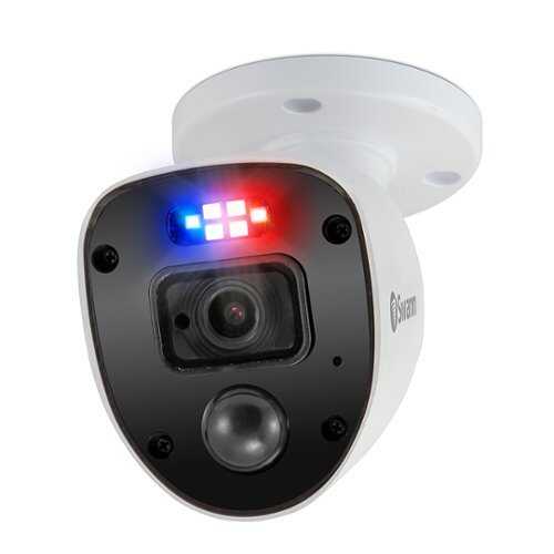Swann - 1080p Enforcer™ Camera w/ Police Style Flashing Lights & Color Night Vision - White