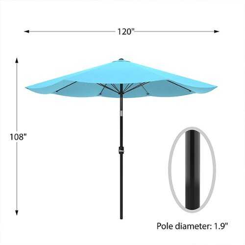 Rent to own Pure Garden - Patio Umbrella, Shade with Easy Crank and Auto Tilt Outdoor Table Umbrella for Deck, Balcony, Porch, Backyard, Poolside - Blue