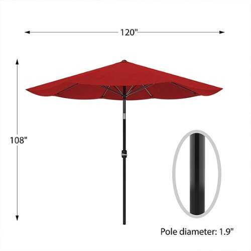 Rent to own Pure Garden - Patio Umbrella, Shade with Easy Crank and Auto Tilt Outdoor Table Umbrella for Deck, Balcony, Porch, Backyard, Poolside - Red
