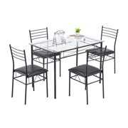 Rent to own GoDecor Dining Table Set, 5 Pieces Dining Set with Modern Glass Top Table and 4 Chairs, Home Kitchen Dining Room Furniture, Black