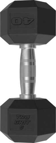 Tru Grit - 40-lb Hex Elite Dumbbell Single - Black/Silver