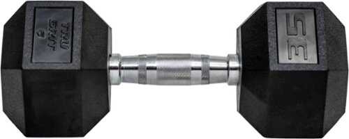 Tru Grit - 35-lb Hex Elite Dumbbell Single - Black/Silver