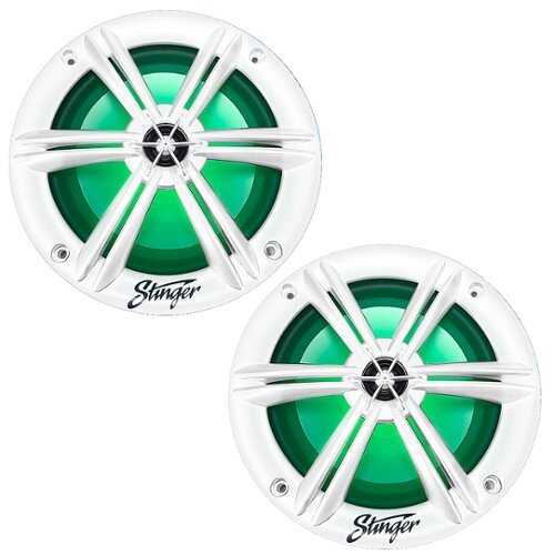 Rent to own Stinger - 6.5” 2-Way Marine Coaxial LED Illuminated Speakers with Poly Carbon Cones (Pair) - White