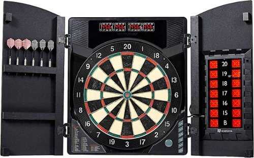 Rent to own MD Sports - Bristlesmart Smart Dartboard Cabinet With Digital X/O Cricket Scorekeeping and  Steel Tip Dart Set - Brown/Black