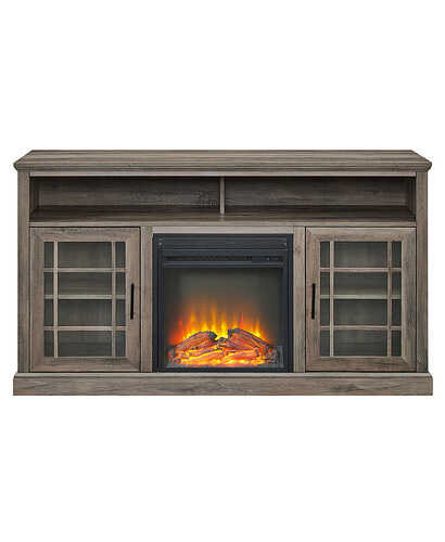 Rent to own Walker Edison - Glass Door Fireplace TV Stand for TV's up to 65” - Grey Wash