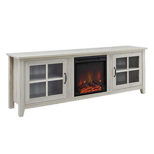 Rent to own Walker Edison - Farmhouse Fireplace TV Stand for TVs up to 78" - Birch