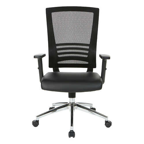 Rent to own Office Star Products - Frame Chair with Chrome Base with Black Bonded Leather Seat - Black
