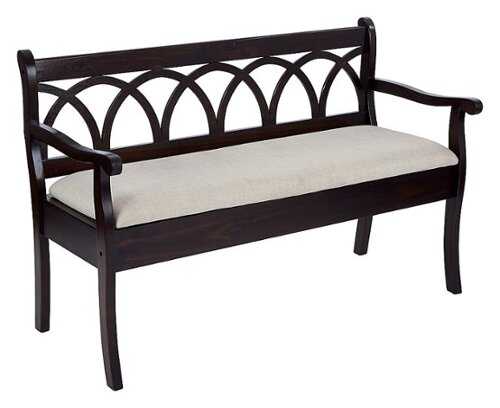 OSP Home Furnishings - Coventry Storage Bench in Antique Frame and Beige Seat Cushion K/D - Black