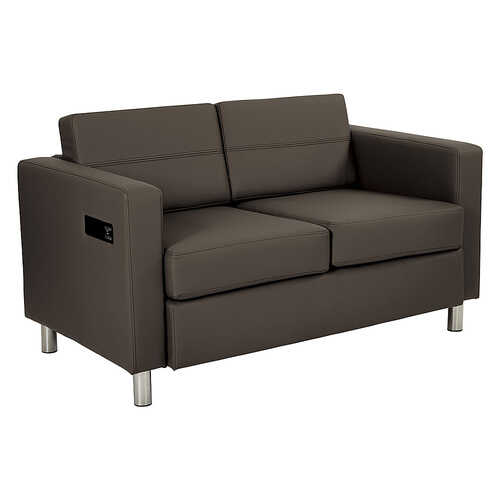 OSP Home Furnishings - Atlantic Loveseat with Dual Charging Station in Dillon Fabric K/D - Graphite