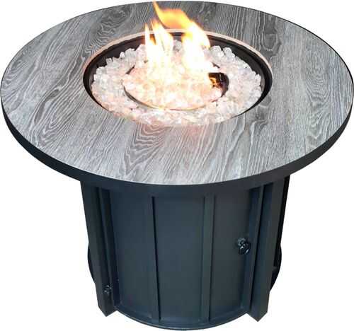 Rent to own AZ Patio Heaters - Faux Wood Tile Top Fire Pit - Black