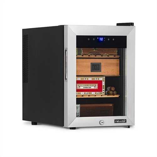 Rent to own NewAir - 250 Count Cigar Humidor with Opti-Temp Heating and Cooling Function, Spanish Cedar Shelves and Digital Thermostat - Stainless Steel