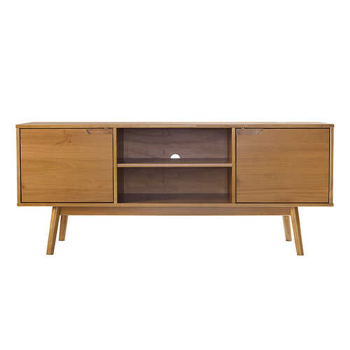 Rent to own Walker Edison - Modern 2 Door TV Console for TV's up to 65" - Caramel
