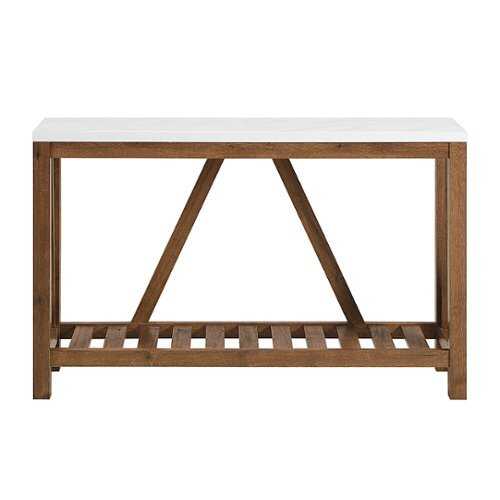 Rent to own Walker Edison - 52" Rustic A Frame Entry Table - Faux White Marble/Walnut