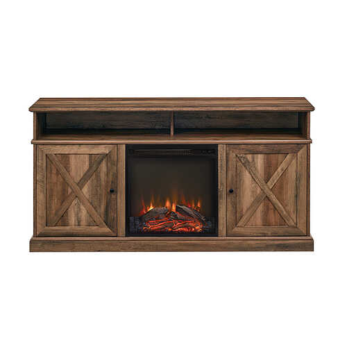 Rent to own Walker Edison - Farmhouse Tall Fireplace Stand for TV's up to 65" - Reclaimed Barnwood
