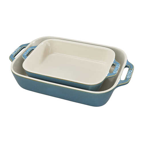 Staub - Ceramics 2-piece Rectangular Baking Dish Set - Rustic Turquoise