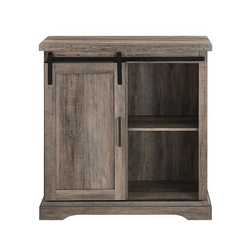 Rent to own Walker Edison - Modern Farmhouse Sliding Door Storage Console for TVs up to 28" - Grey wash