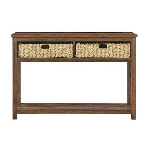 Walker Edison - 48” Mission Style Entry Table with Storage Baskets - Rustic Oak