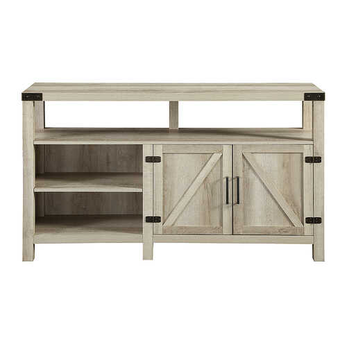 Rent to own Walker Edison - Modern Farmhouse Barn Door Highboy TV Stand for TVs up to 65" - White Oak