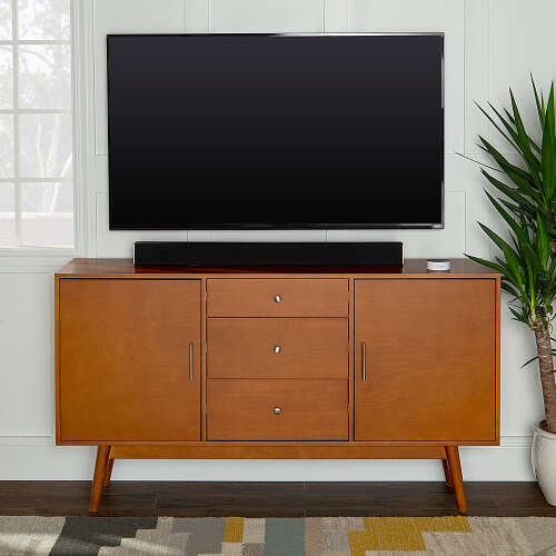 Rent to own Walker Edison - Mid Century Modern Wood TV Stand for TVs up to 65" - Acorn