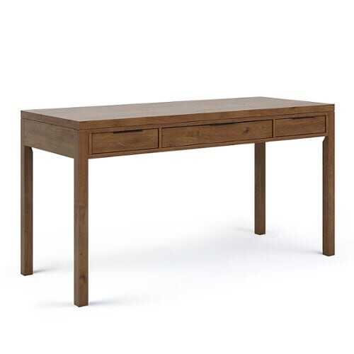 Rent to own Simpli Home - Hollander SOLID WOOD Contemporary 60 inch Wide Desk in - Medium Saddle Brown