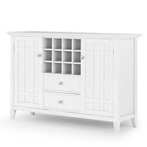 Rent to own Simpli Home - Bedford Sideboard Buffet and Wine Rack - White