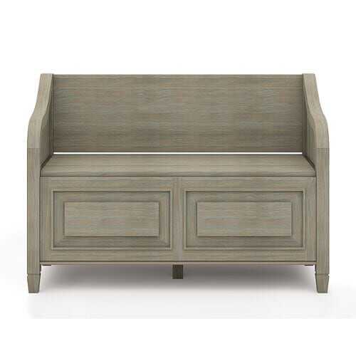 Rent to own Simpli Home - Connaught Solid Wood 42 inch Wide Transitional Entryway Storage Bench - Distressed Grey