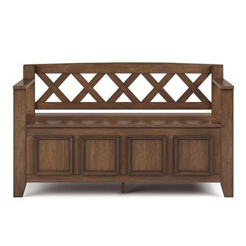 Rent to own Simpli Home - Amherst Solid Wood 48 inch Wide Transitional Entryway Storage Bench - Rustic Natural Aged Brown